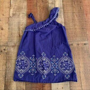 Gymboree girls blue ruffles sleeve dress with elephants - 3T